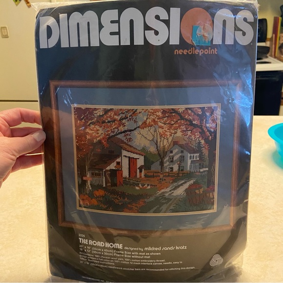 Vintage Dimensions Needlepoint The Road Home #2226 Fall Scene 
Open Package - Picture 2 of 14